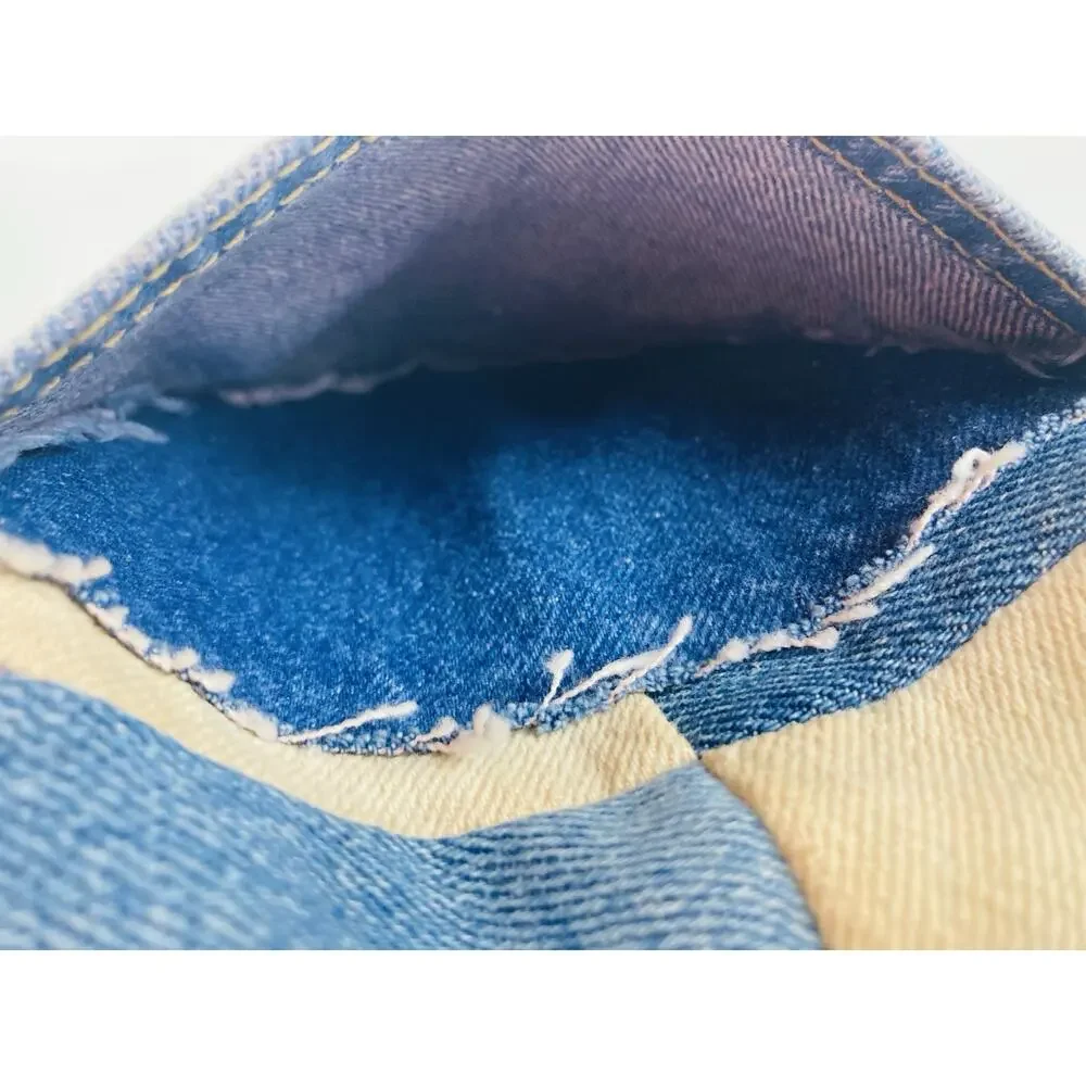 Denim Pillow Cotton Washed Blue Yellow White Decorative Punk Y2K Grunge Pocket